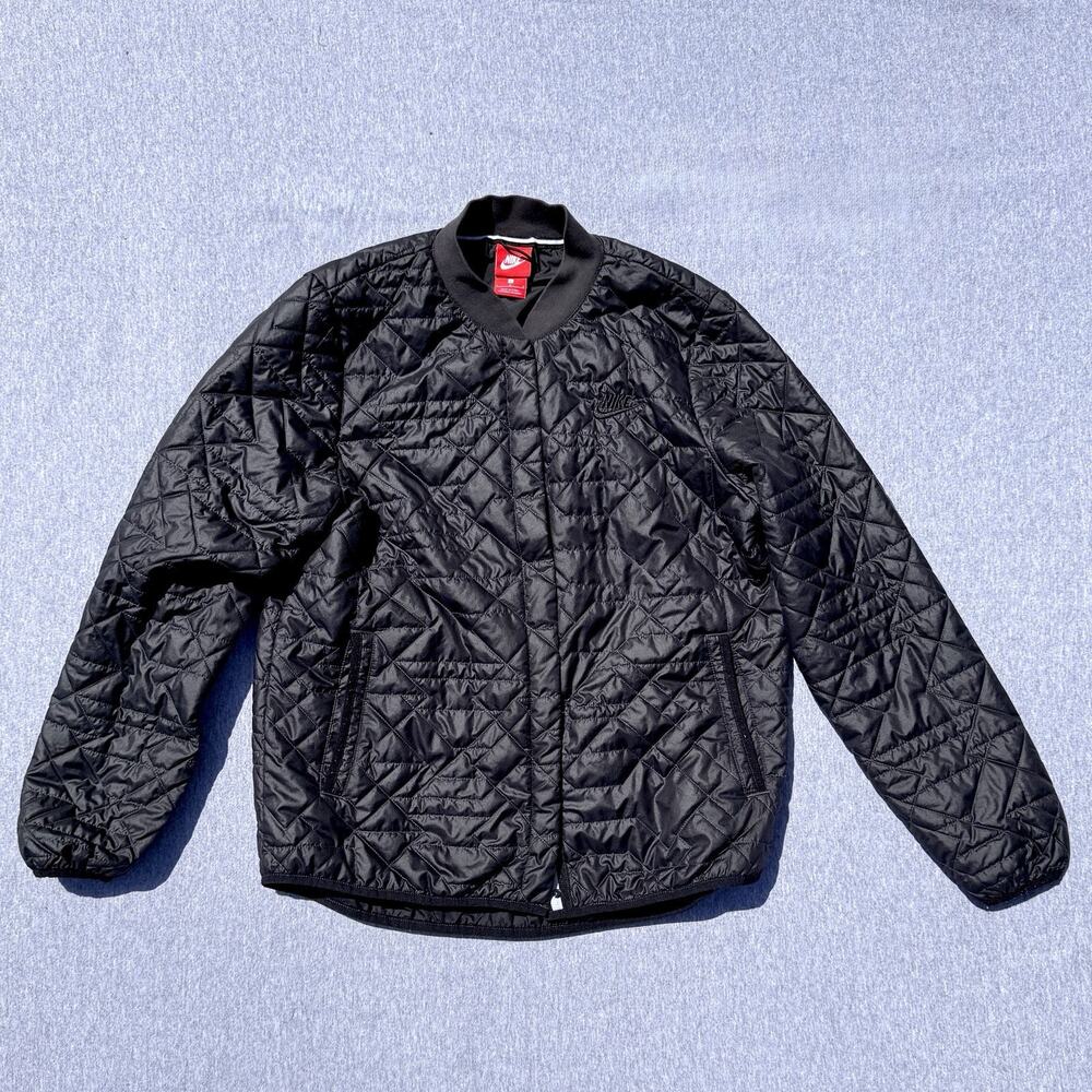 Nike Jacket Adult Large Black Snap Button Quilted Puffer Insulated NSW Womens